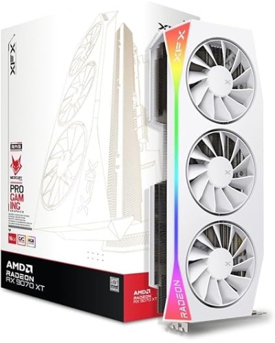 XFX Mercury AMD Radeon RX 9070XT OC White Gaming Edition avec RVB 16 Go GDDR6 HDMI 3xDP, AMD RDNA™ 4 (RX-97TRGBBW9)